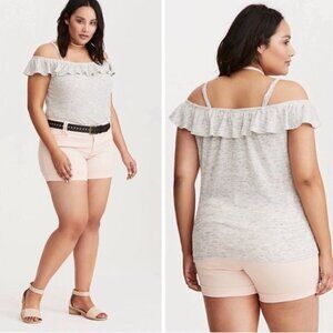 Torrid Off Shoulder Ruffle Ribbed Tee Size 0X